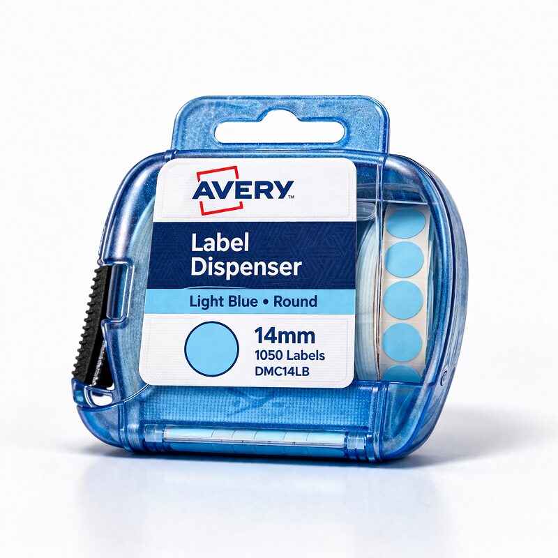 Avery Label Dispenser DMC14LB Light Blue Round 14mm 1050 Pack