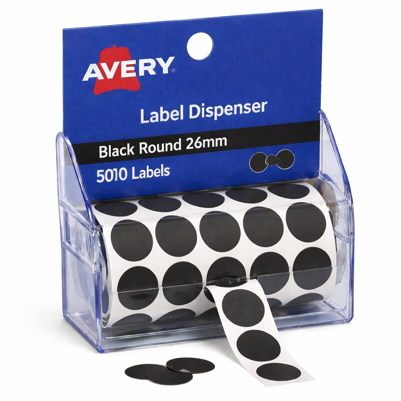 Avery Label Dispenser DMC24BL Black Round 24mm 500 Pack