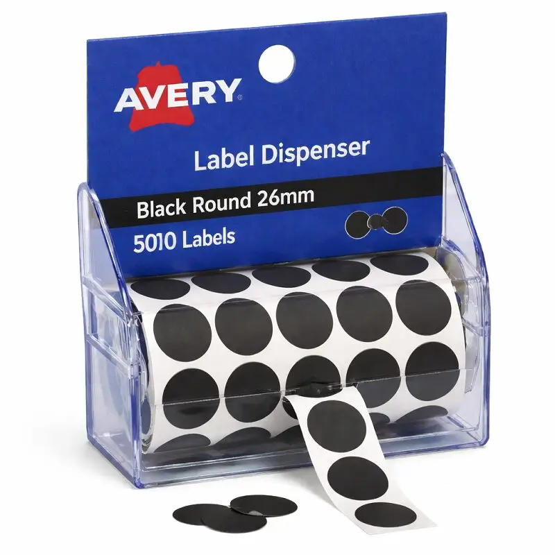 Avery Label Dispenser DMC24BL Black Round 24mm 500 Pack