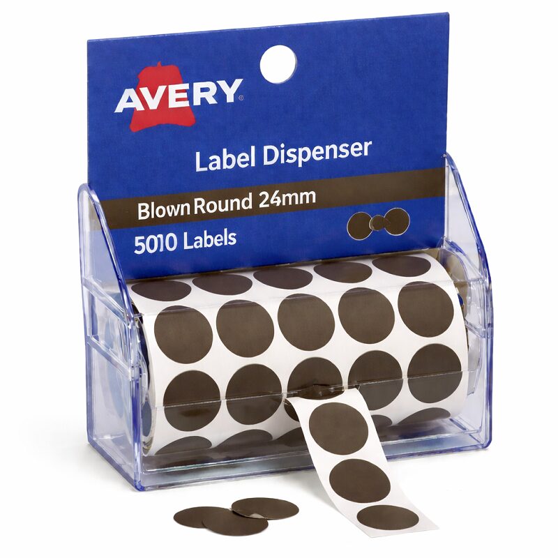 Avery Label Dispenser DMC24BR Brown Round 24mm 500 Pack
