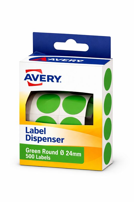 Avery Label Dispenser 937376 Green Round 24mm 500 Labels