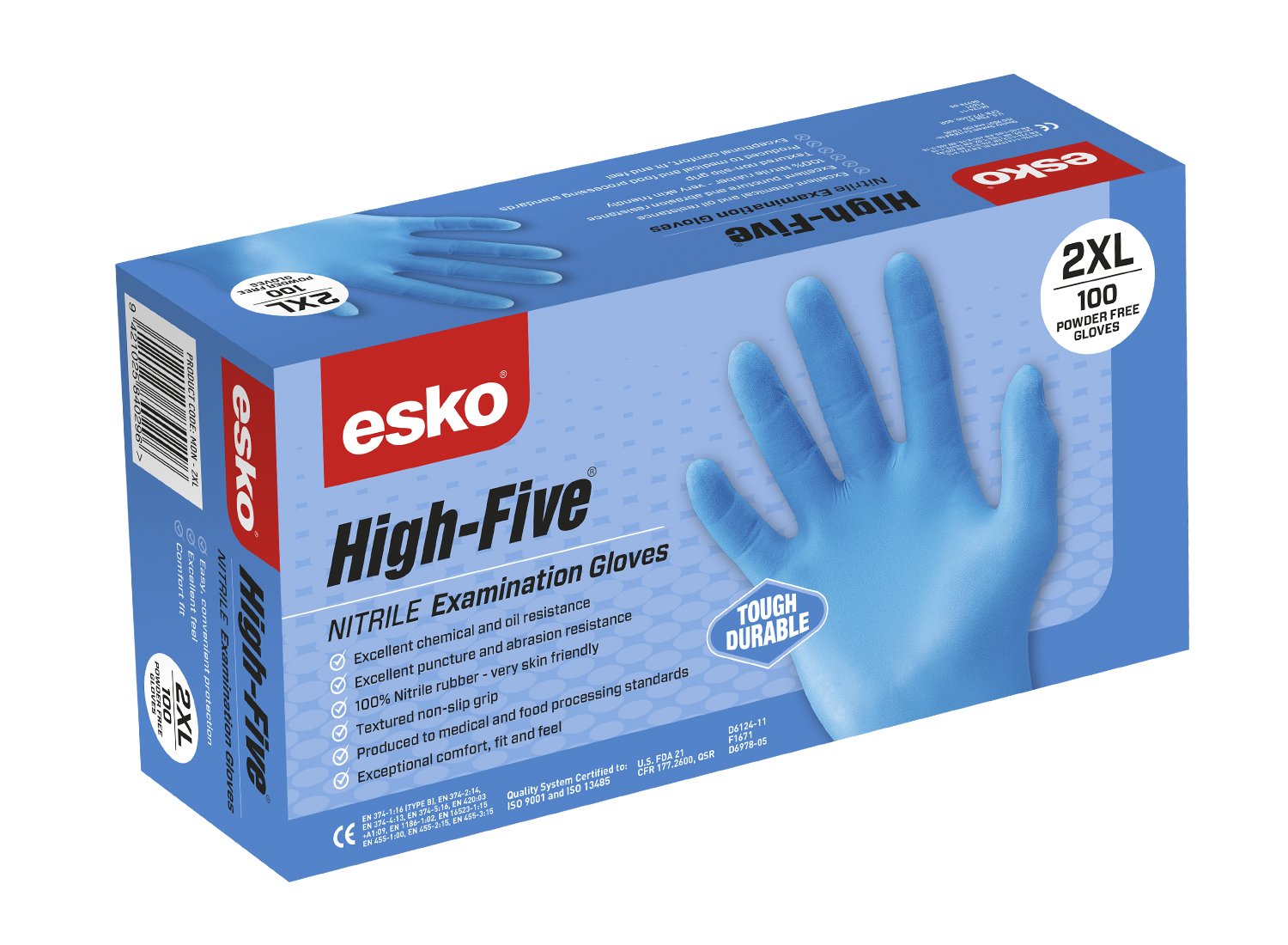 Esko High Five Industrial Blue Nitrile Glove Box
