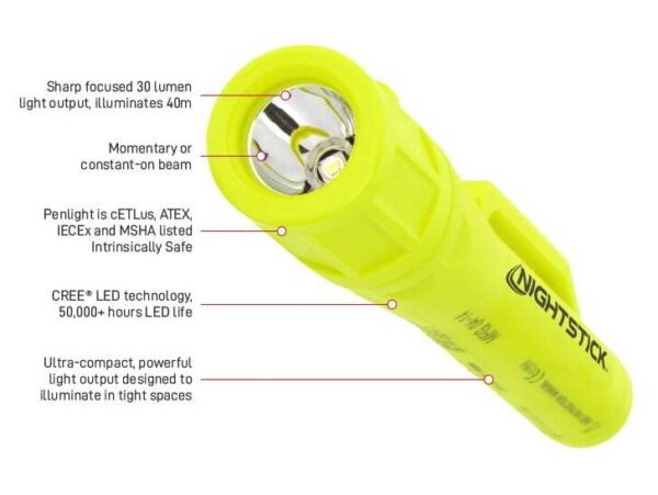 NIGHTSTICK LED Intrinsically Safe Penlight Torch 30 Lumens Yellow