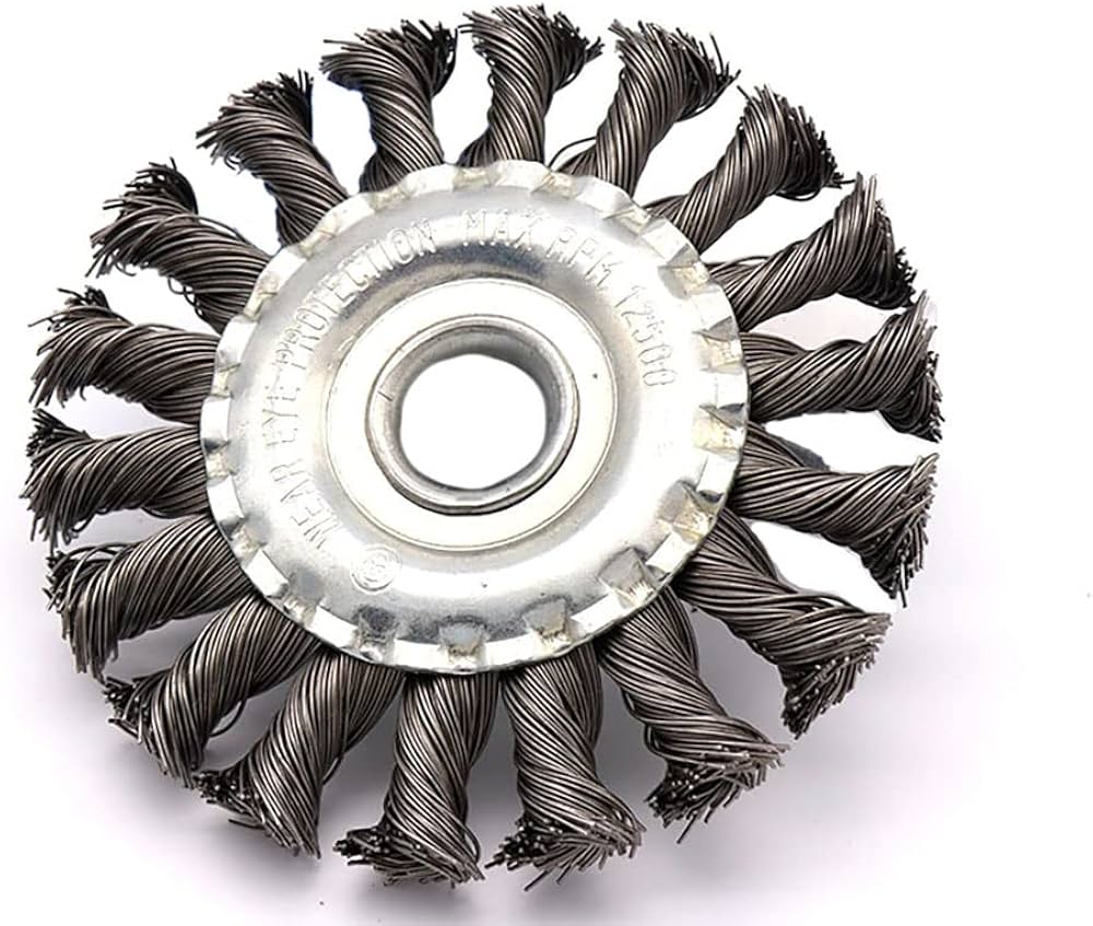 ^ 125 x 1R x 22mm 0.46 24K FLEXOVIT WIRE WHEEL BRUSHES TWIST KNOT – STAINLESS STEEL