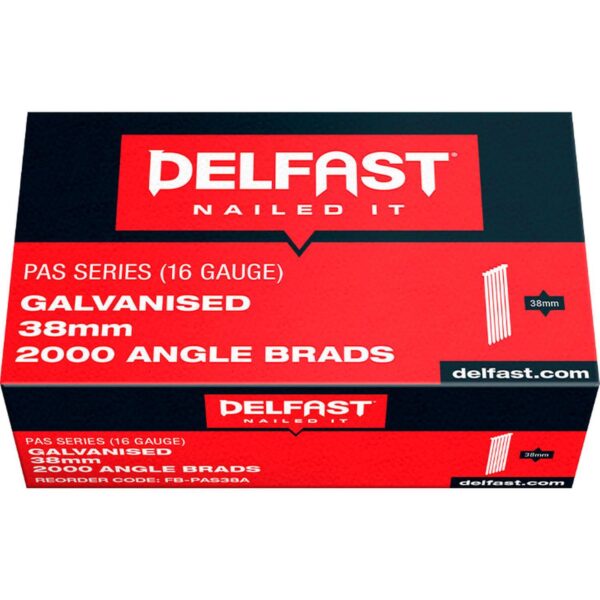 Delfast 38mm 16ga Galvanised PAS Angle Brads 2000 Pack