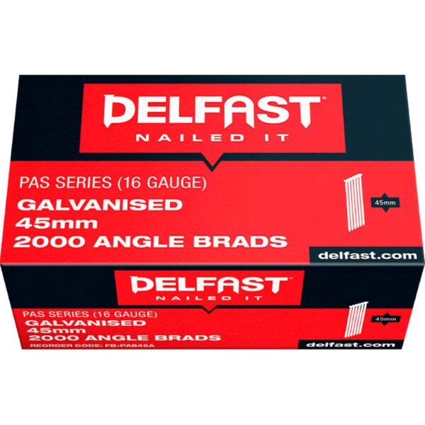 Delfast 45mm 16ga Galvanised PAS Angle Brads 2000 Pack