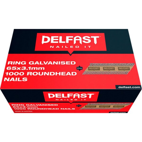 Delfast 65 x 3.1mm Ring Galvanised Round Head Nails 1000 pack