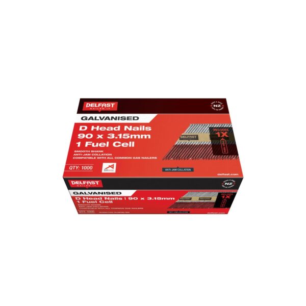 Delfast 90 x 3.15mm Galvanised D-Head Nails + Fuel 1000 Pack