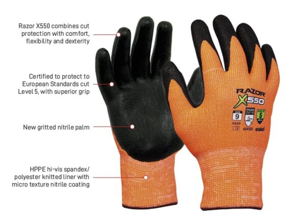 Esko Razor X550 Cut 5 Nitrile Glove Pack of 12