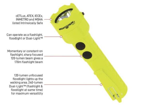NIGHTSTICK Intrinsically Safe Torch 120 Lumens with Floodlight HiVis