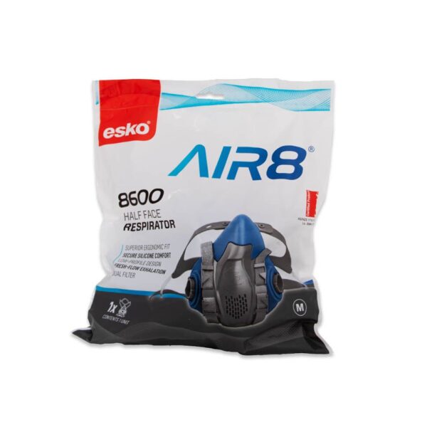 Esko - AIR8 Half Face Respirator in Polybag, with 2 x 805 Respirator Cleaning Wipes - Image 3
